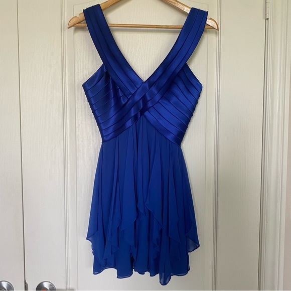 BCBGMAXAZRIA Navy Cocktail Silk Dress Size 0 - Picture 1 of 9